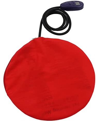 Pssopp Beheizte Matte für Hunde und Katzen, Haustier-Heizmatte, Automatische Abschaltung, Abnehmbarer Roter Bezug, 100–240 V, 7 Gänge für Schlafzimmer (Rund 30 cm EU-Stecker)