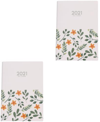 MAGICLULU 2 Stk Planheft 2021 Jahresplanung Bücher Zeitmanagement Notizblock Monatliche Termine Jahresplaner Monatlicher Taschenplaner Terminhinweis Notizbuch Kalender Kunstleder Weiß Büro