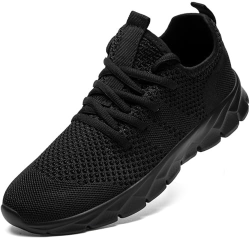 ZGPWZWL Herren Walkingschuhe Turnschuhe Laufschuhe Sportschuhe Fitness Sneakers Trainers für Running Outdoor NONSommer Schuhe,Schwarz,EU39