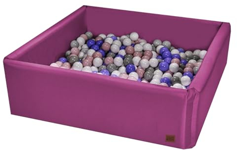 GoldenGroup Piscine à Balles Bébé 120x120 cm - Piscine à Balles en Velours - Piscine à Balles Ronde en Mousse - Piscine à Balles 500 Balles - Fuchsia