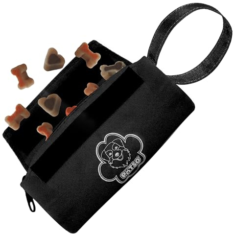 Pätso Hunde Futterbeutel - Dummy Apportierspielzeug/Apportierbeutel für Hundetraining - Futterdummy für Leckerlies (Schwarz)