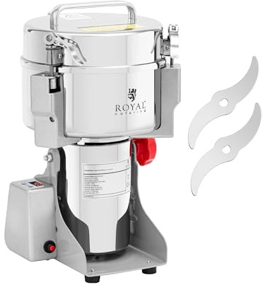 Royal Catering Elektrische Gewürzmühle, 2 000 g, 3 400 W, digital | Multi-Zerkleinerer, elektrischer Zerkleinerer, Kräuter-Zerkleinerer, 21 x 9,5 cm