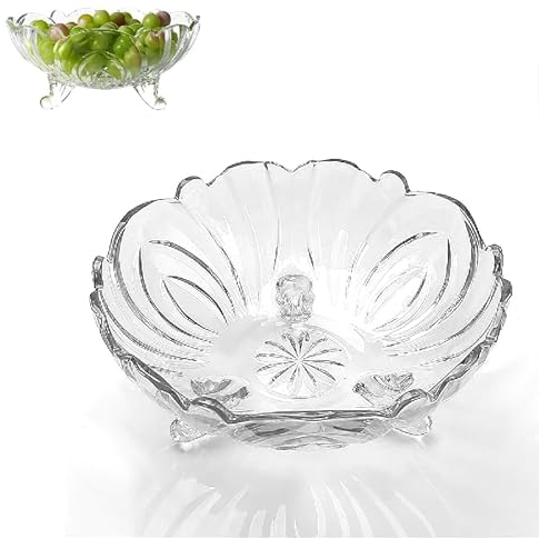 Oceano Centro de mesa frutero de mesa porta fruta moderno cesta fruta cuenco cristal 24 x 10,5 cm transparente