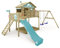 WICKEY Aire de Jeux Smart Coast portique en Bois avec balançoire et Toboggan, Tour d'escalade pour Enfants avec bac à Sable, échelle et Accessoires de Jeu pour Le Jardin. (Bleu Pastel)