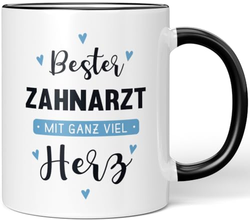 JUNIWORDS Tasse, Bester Zahnarzt, mit ganz viel Herz, Schwarz (6070254)