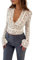 Nicoxijia Women Y2k Lace Long Sleeve Crop Tops Sexy Sheer See Through T Shirts Slim Fit Low Cut Floral Embroidery Blouse Top (White, M)