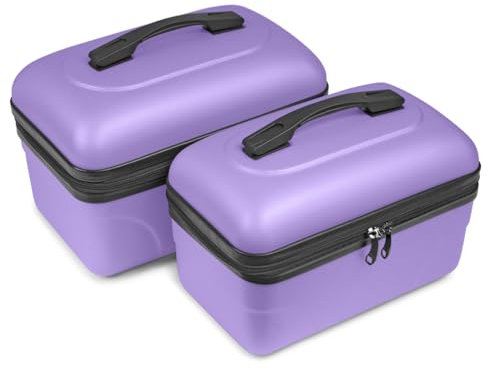 Set mit 2 großen Kosmetikkoffern – Hartschale, Reise-Kosmetiktasche Kinston, violett