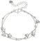 Emibele Charme Schmetterling Armband für Frauen Mädchen, Doppeltes Perlenarmband Doppelte Feine Kette Armband,Zartes Armband Geschenk für Mutter, Freundin, Freund, Silber