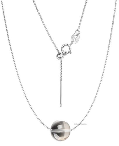 Halskette mit Anhänger aus klarem Quarzkristall für Damen, 925er Sterlingsilber, Kette mit 10 mm A+ Grade Kristallperle, 45cm verstellbare Länge Heil-Halskette Schmuckgeschenk für Frauen Mädchen