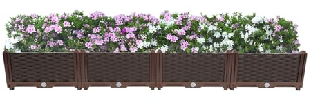 Biggittig Rechteckiger Blumenkasten, hoch, rechteckig, für den Außenbereich, große Größe, Pflanzgefäß für Balkon, Terrasse, Garten, Hinterhof (156 x 39 x 22 cm)