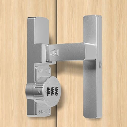 Reixuier SchiebetüR Schloss 90 Grad,TüRriegel 90 Grad mit Passwortsperre,Beiden Installationsmethoden,Schloss für SchiebetüR für SchiebetüR,Badezimmer,Garten,Fenster,Outdoor