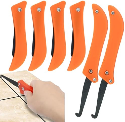 Wandfliesen-Fugenreiniger Handabzieher Mit Gebogenem Griff Für Boden Glas | 6X Dichtmasse-Glätt- und Ausbesserungswerkzeug, Handabzieher mit gebogenem Griff, geeignet für Heimwerker, Bodenf