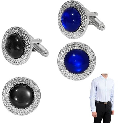 2 Paar. Rund Kristall Manschettenknöpfe für Herren, Hochzeit Manschettenknöpfe für Männer, Herren Manschettenknöpfe - Elegantes Design Manschettenknöpfe, Perfekt für Jedes Outfit und Anlass