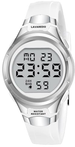 Timever Orologio da Donna con Cinturino in Silicone,Orologio Digitale da Donna con Sveglia,Cronometro,Data,Luce