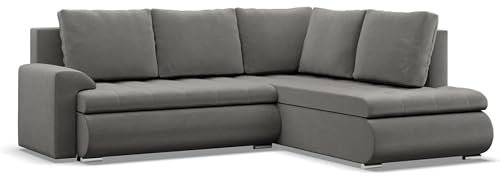Mebligo - Ecksofa mit Schlaffunktion und 2 Bettkasten Hellgrau 230x89x200 (BxHxT) FORESTA - Rechts Eckcouch, Sofas & Couches, Couch L Form, Cauchsofa, Sofa Wohnzimmer, Ecke Sofa