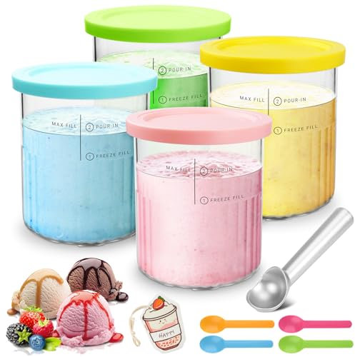 BBWELL 4 Pezzi Contenitori per Gelato per Ninja Creami Deluxe serie NC501/NC500,Contenitori per Gelato Fatto in Casa con Coperchi,Vaschetta Contenitore Gelatos,lavabili in lavastoviglie