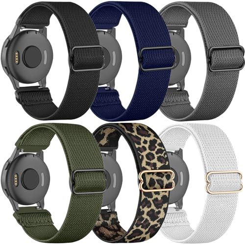 TUCOMO Lot de 6 bracelets en nylon élastique compatibles avec Garmin Venu Sq/Venu Sq 2/Venu 2 Plus/Venu, Loop, Bracelet de montre extensible pour Garmin Vivoactive 5/Vivoactive 3/Vivomove HR pour