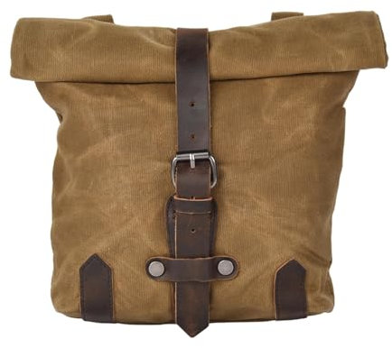 SLAHAJ Motorrad Satteltasche Satchel Vintage Motorrad Seitentasche Wasserdicht Öl Wachs Leinwand Hängetasche Gepäckträgertaschen(Khaki)
