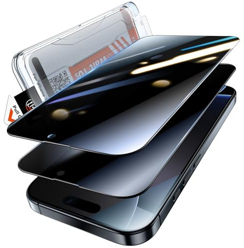 LK 2 Pack Verre Trempé pour iPhone 16 Pro Max, 2 Pack Verre Trempé Anti-Espion, Outil De Montage Automatique Anti-Poussière, Pas De Bulles d'air, Pas De Rayures Anti-Poussière