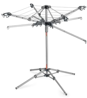 Roamwild Multi Dryer Clothes Airer Drying Rack Foldable Rotary Adjustable 1 TIER – 18m of Hanging line in 1m square footprint – Cool Grey
