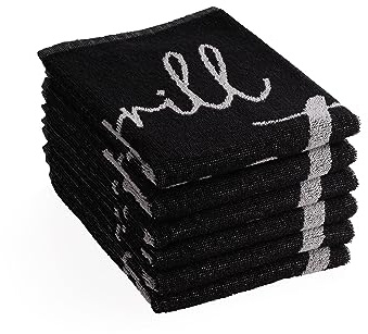 DoubleDry Küchentücher Baumwolle - 50x50cm - Frotteetücher - Oeko-Tex Zertifiziert - Hochwertige Küchenhandtücher - Grill Master, Schwarz
