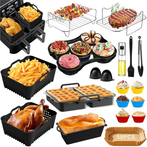 Ninja Heißluftfritteuse Zubehör - Airfryer Zubehör für Ninja Foodi Max Dual Zone AF400EU AF451EU SL400EU | Russell Hobbs | COSORI Heißluftfritteuse 2 Kammern 8.5L-9.5L und Anderen Dual Zone Fritteuse