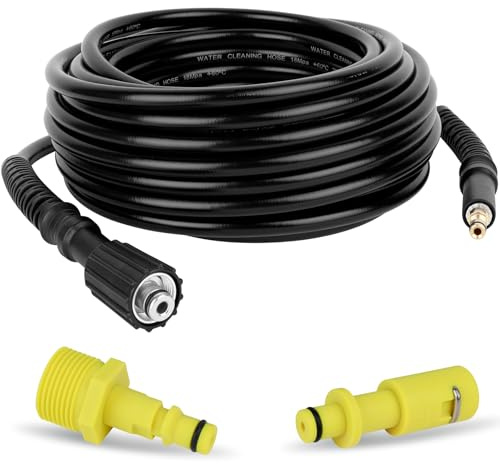 YUET 15M High Pressure Washer Hose for Kärcher All K2, K3, K4, K5, K7 | for Karcher Replacement Hose with O-Ring Adapter & M22(14mm) to Quick Connector Convert for Kärcher K2 Models (New & Old)-K7