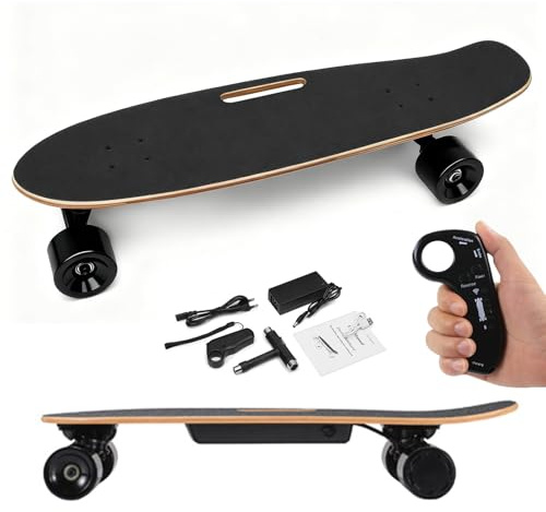 Giuggiolared Planche de Skate Électrique et Longboard, Moteur 350W Puissant, Vitesse 22km/h, Montée 15%, Batterie 2000mAh 8km, IP64 Résistant à l'eau pour Parcs et Rues