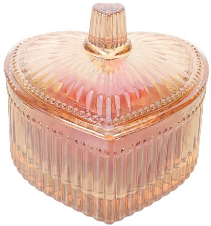 Houppette en Poudre Cœur avec Pot en Verre, Lavable et Réutilisable | Peluche et Verre, Rangement Propre et Ordonné, Format Compact pour Fête et Mariage