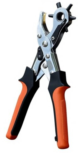 Frewurwer Oval-Förmige Lochzange 250mm 3in1 Lederlocher-Werkzeug mit 6 Größen für DIY-Heim- oder Bastelprojekte