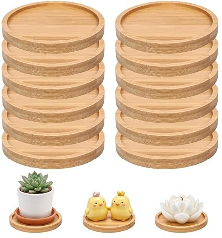 12 Stück Kerzenhalter Holz,Round Holzuntersetzer Mosaik Untersetzer Bastelset Bambus Untersetzers 9,5cm Untersetzer Gläser für Hochzeit Haus Dekotablett,DIY Mosaikzubehör Basteln Gläser Trinkbecher