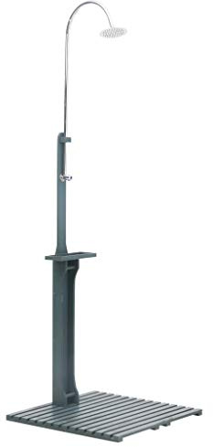 Mokuyary Doccia da giardino Antracite Legno, Doccia da giardino per Campeggio, Giardino, Piscina, Esterna