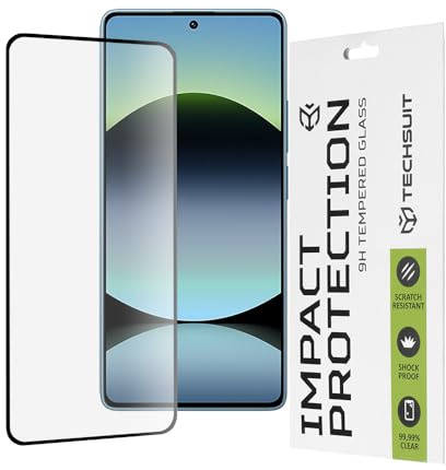 Techsuit Displayschutzfolie für Xiaomi Redmi Note 14S Gehärtetes Glas mit 9H Härte, Vollständige Abdeckung, Stoßschutz, Oleophobe Beschichtung, Anti Fingerabdruck, Blasenfrei, 111D Full Glue
