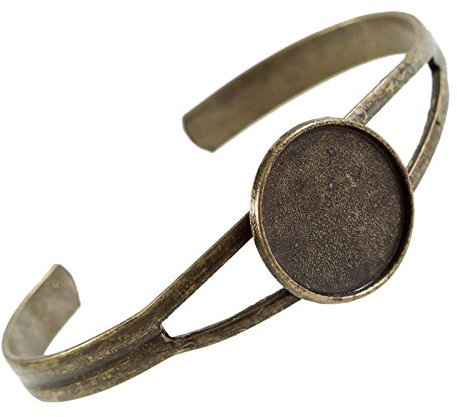 1 Filigraner Armreif mit Fassung für Cabochon ? 20 mm, antik bronze