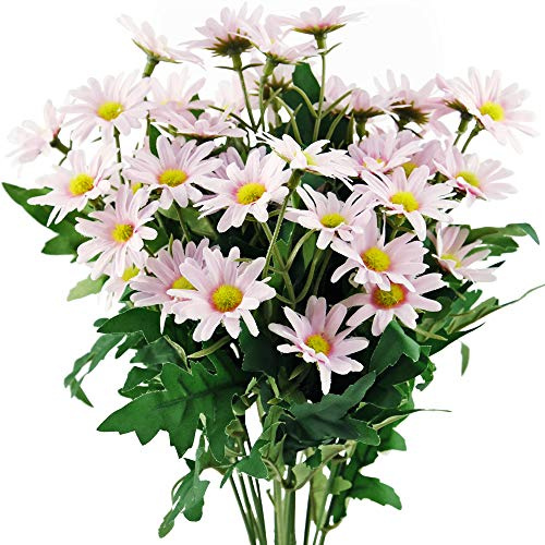 FiveSeasonStuff Artificial Daisy Flowers Silk Pink Bouquet Wedding Home Centrepiece Decorations (2 Bunches 36cm)