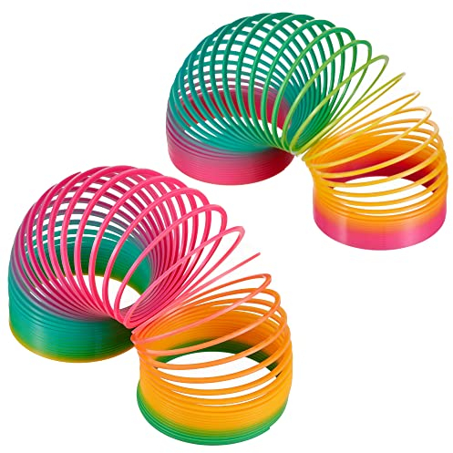 THE TWIDDLERS 2 Riesige Regenbogen Spiralen XXL - Treppenhüpfer Spielzeug für Mädchen & Jungen - Kindergeburtstag Mitgebsel
