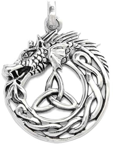 Germanenschmuck Braigh Midgardschlange (Kettenanhänger in Silber) | echt 925 Sterling Silber Drachen Anhänger
