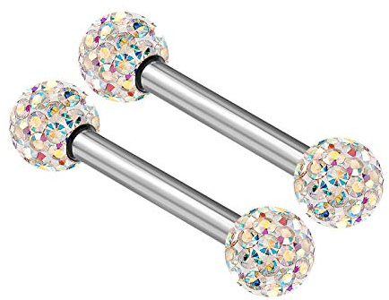 KJM FASHION 2 STK Edelstahl Ohrstecker Hantel 1,2 mm 16 g Rook Ohrringe
