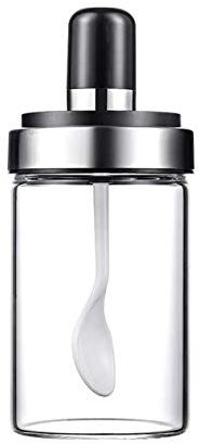 Frascos De Vidrio Para Especias Con Cuchara Para Servir Recipiente de Almacenamiento de Masón Biberón de Condimento Claro con Tapa Tarro de Azúcar Enlatado de Sal Para el Hogar y la Cocina 8.5OZ 250ML