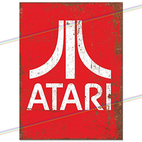 Metallschilder – Atari Man Cave Blechschild zum Aufhängen an der Wand, für Küche, Schuppen, Garage, groß (27 x 18 cm)