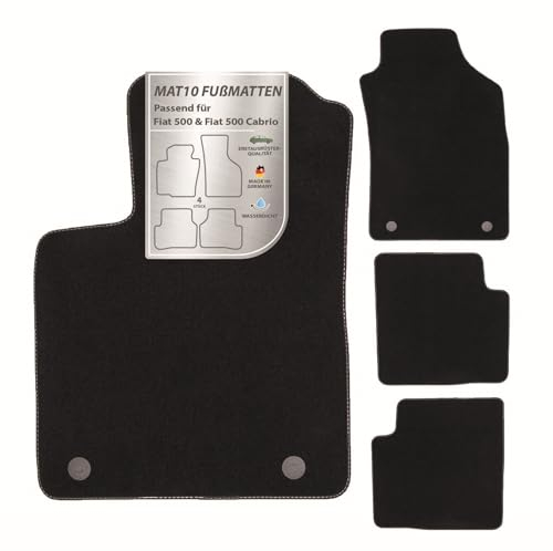 MAT10 – Auto-Fußmatten passend für FIAT 500 & FIAT 500 Cabrio (BJ 07/2015-09/2020) aus Velours| 4-teiliges Automatten Set | langlebige Erstausrüsterqualität, Made in Germany