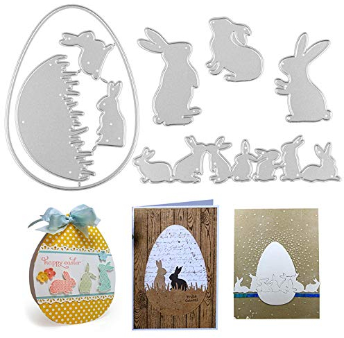 UFLF 5 Stücke Ostern Stanzschablonen Hase Ei Stanzen Metall Prägeschablonen Stanzformen Cutting Dies für DIY Scrapbooking Karten Handwerk Geschenk Homedeko