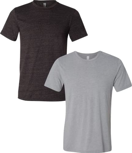 Bella Canvas Unisex Crew Neck Triblend Short Sleeve Tee (2-Pack) XL-Charcoal-AthleticGrey