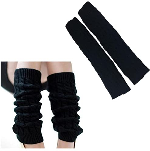 Voarge Winter Warme Crochet Stricken Damen Stulpen, Beinwärmer für den Alltag oder als Accessoire zum Karneval und Fasching (Schwarz)