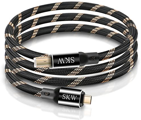 SKW Cable USB tipo C a USB B 1M, cable de impresora de nailon, compatible con MacBook, tarjeta de sonido, decodificador, amplificador(1m)