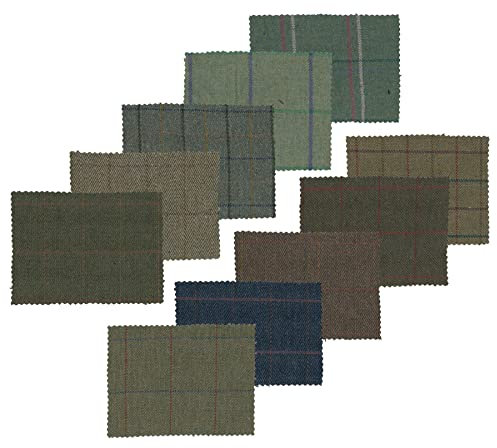 Walker and Hawkes - Tweed Fabric Cloth 60% Wool Checkered - Bundle of Swatches (20 X 15cm)