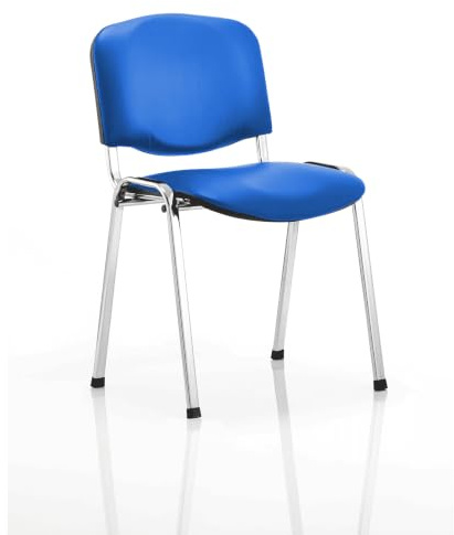 Dynamic BR000072 ISO Stacking Frame Chair Without Arms - Black/Blue Blue Vinyl Blue Vinyl Chrome