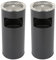 Poubelle avec Cendrier pour Extérieur, Cendrier sur Pied en Acier Inox avec Poubelle, Poubelle Cendrier Hauteur 60 cm (Noir - 2pcs)