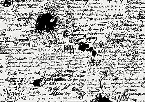 wandmotiv24 Fototapete Collage Schrift Grunge, 300 x 210 cm - selbstklebende Vliestapete 150g, Wanddeko, Wandbild, Wandtapete, Doodles Kleckse M6160