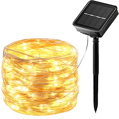 Luces Solares LED Exterior Jardín,17M 150LED Guirnaldas Luces Exterior Solar, 8 Modos de Luz a Prueba de Agua Cadena de Luces LED Solares Jardín para Interior/Patio/Jardín/Árbol/Fiesta/Boda/Festivales